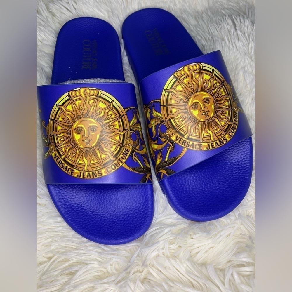 Versace Men's Jeans Couture Gummy Sun Baroque Slide Sandals - Picture 5 of 6